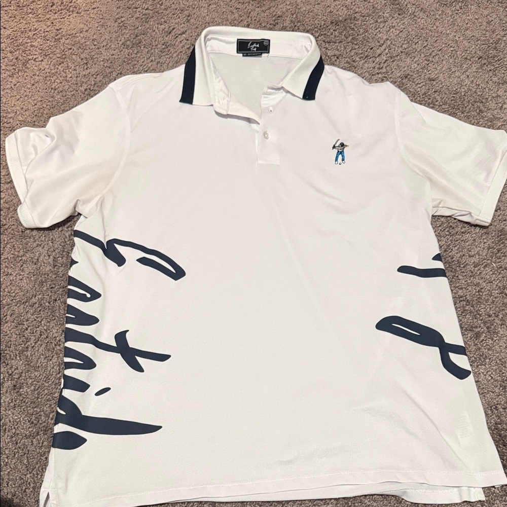 Eastside Golf Men's White Polo Shirt with Navy Accents